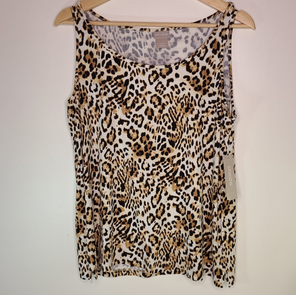 25-18- 278 Chico's Black & Brown Leopard Tank Top NWT